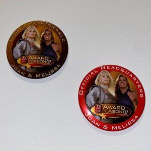 2 NEW LARGE joan rivers + melissa rivers pins